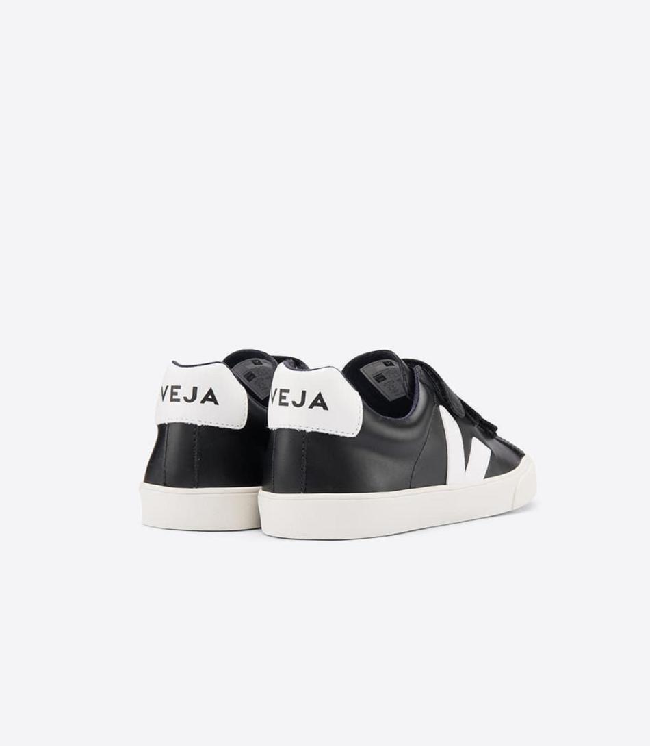 Veja 3-lock Leder Adults Outlet Schwarz Weiß | ZAJZR40325