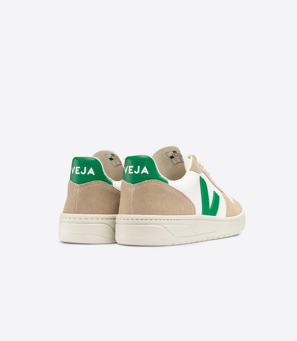 Veja Chromefree Leder Emeraude Sahara V-10 Damen Weiß | TZAPQ26701