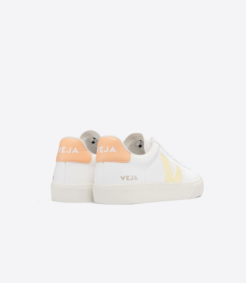 Veja Chromefree Leder Sun Peach Campo Damen Weiß Orange Koralle | MZAHR72771