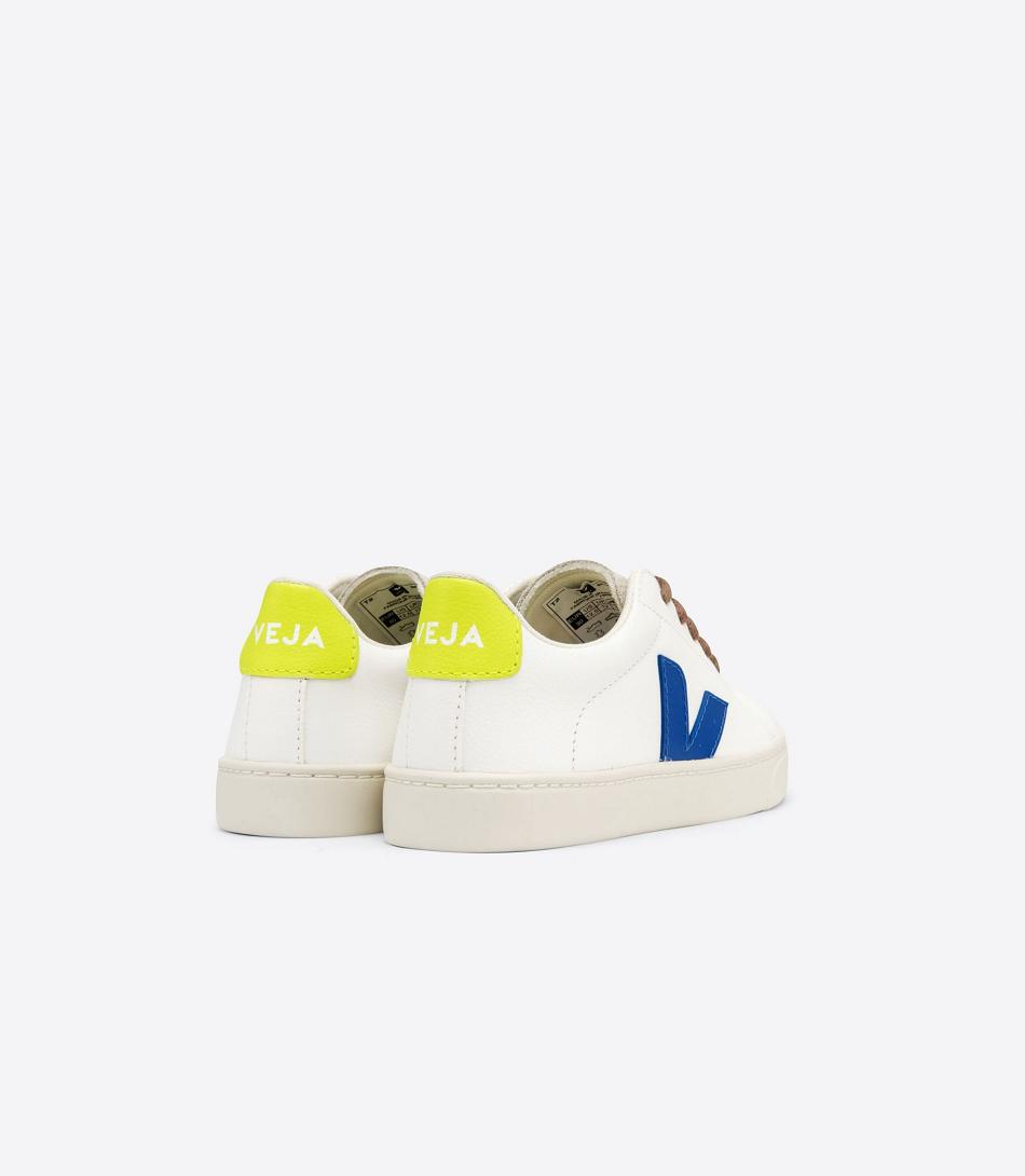 Veja Laces Chromefree Leder Jaune Fluo Esplar Kinder Weiß Indigo | UZATG47971