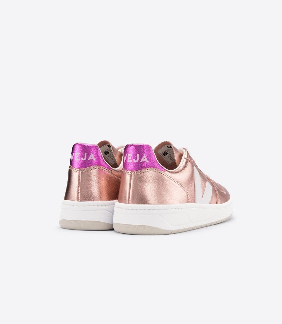 Veja V-10 Leder Nacre Fushia Adults Outlet Weiß | ZAEAH31439