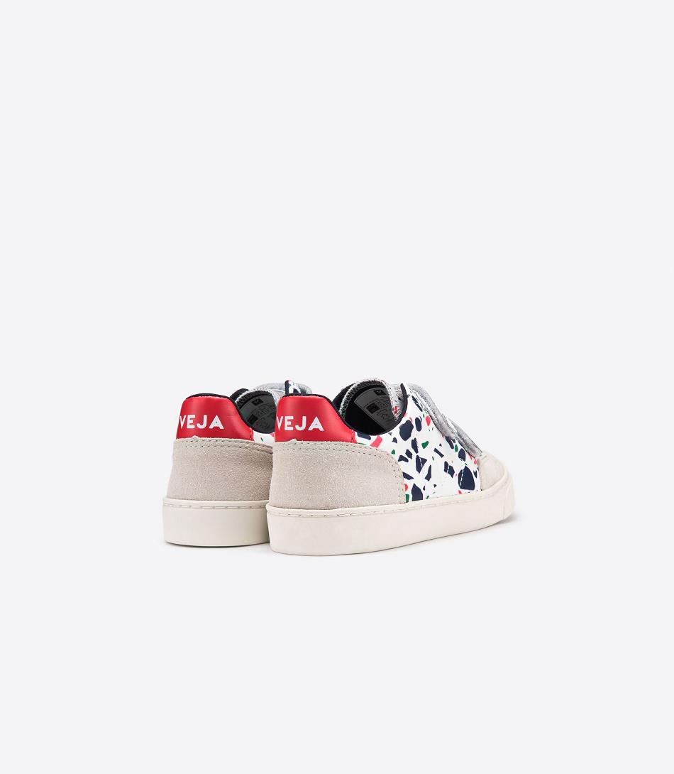 Veja V-12 Leder Terrazzo Pekin Kids Outlet Weiß | ZADFL28211