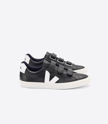 Veja 3-lock Leder Adults Outlet Schwarz Weiß | ZAJZR40325