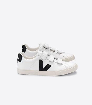 Veja 3-lock Leder Adults Outlet Weiß Schwarz | ZAZDE77182