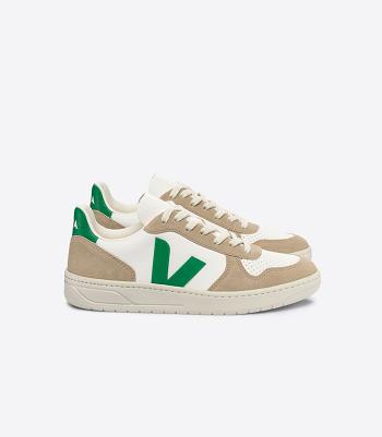 Veja Chromefree Leder Emeraude Sahara V-10 Damen Weiß | TZAPQ26701