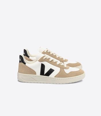 Veja Chromefree Leder Sahara V-10 Damen Weiß Schwarz | BZASD95698