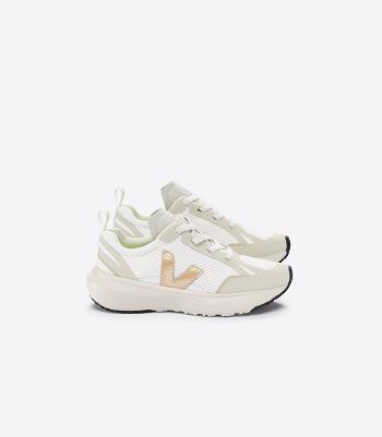 Veja Elastic Laces Alveomesh Platine Canary Kinder Weiß | ZAQCS93903