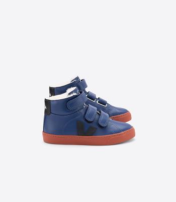 Veja Esplar Mid Fured Leder Cobalt Rust Kids Outlet Tiefesblau Rot | ZAXBR25958