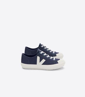 Veja Flip Elastic Laces Canvas Marine Pierre Kids Vegan Blau | TZAWZ16979