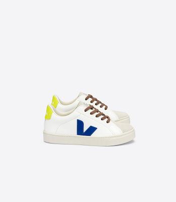 Veja Laces Chromefree Leder Jaune Fluo Esplar Kinder Weiß Indigo | UZATG47971