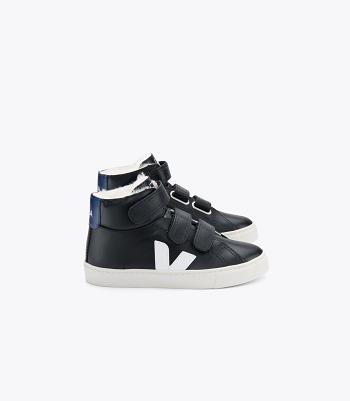 Veja Mid Fured Leder Cobalt Esplar Kinder Schwarz Tiefesblau | UZATG27893