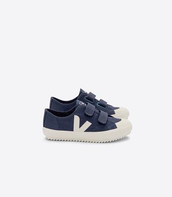 Veja Ollie Canvas Marine Pierre Kids Vegan Blau | FZAHY73055