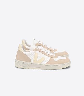 Veja V-10 Alveomesh Butter Almond Adults Outlet Weiß | ZAEAH19601