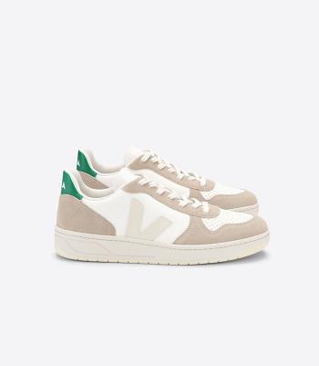 Veja V-10 Chromefree Leder Sahara Emeraude Adults Outlet Weiß | GZAUC85659