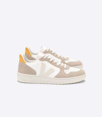 Veja V-10 Chromefree Leder Sahara Ouro Adults Outlet Weiß | EZAVG90156