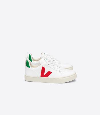 Veja V-10 Laces Cwl Pekin Emeraude Kids Outlet Weiß | ZAJVR78333