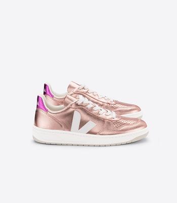 Veja V-10 Leder Nacre Fushia Adults Outlet Weiß | ZAEAH31439