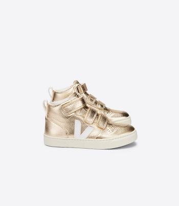 Veja V-10 Mid Chromefree Leder Platine Kids Outlet Weiß | FZAHY28605