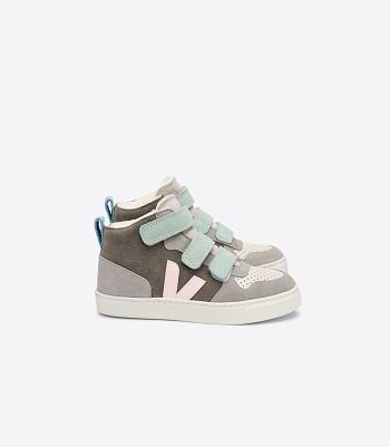 Veja V-10 Mid Fured Wildleder Multico Moonrock Kids Outlet Grau | GZAEC52806