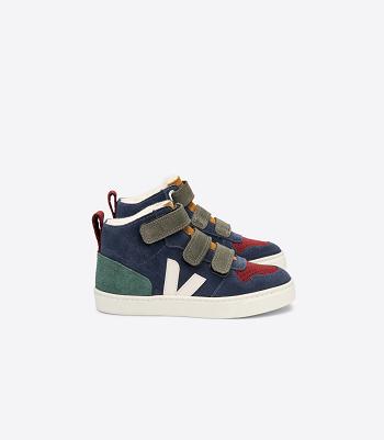 Veja V-10 Mid Fured Wildleder Multico Nautico Cyprus Kids Outlet Indigo | MZAFT63303