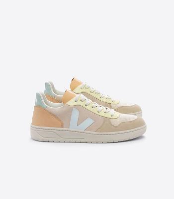 Veja Wildleder Sable Menthol Multico V-10 Damen Beige Weiß | LZASX23871